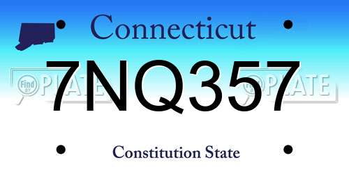 7NQ357 Connecticut License Plate
