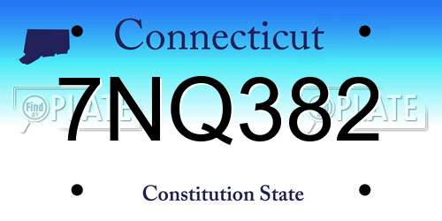 7NQ382 Connecticut License Plate