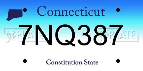 7NQ387 Connecticut License Plate