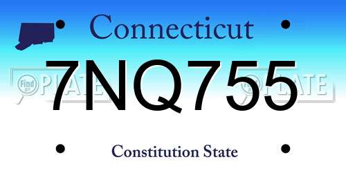 7NQ755 Connecticut License Plate