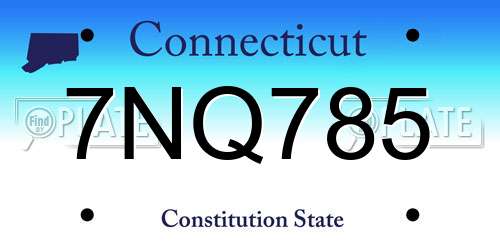 7NQ785 Connecticut License Plate