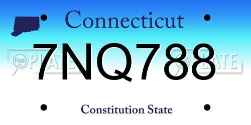 7NQ788 Connecticut License Plate
