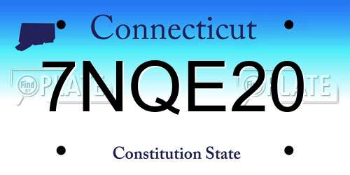 7NQE20 Connecticut License Plate