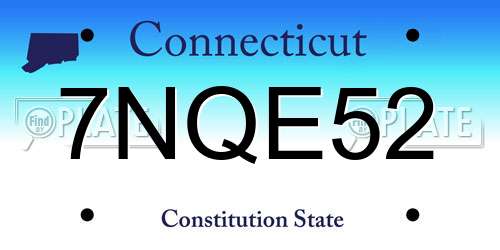 7NQE52 Connecticut License Plate