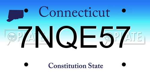 7NQE57 Connecticut License Plate