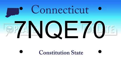 7NQE70 Connecticut License Plate