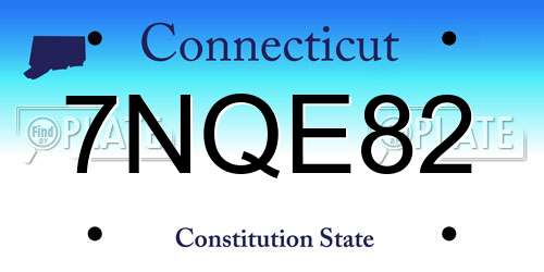 7NQE82 Connecticut License Plate