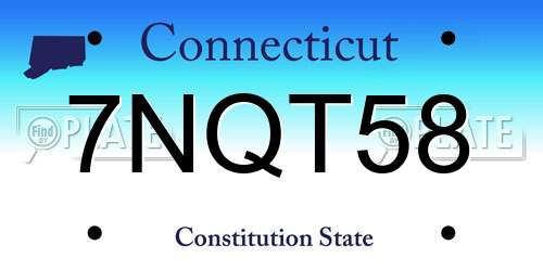 7NQT58 Connecticut License Plate