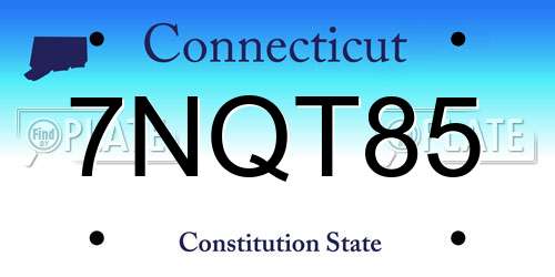 7NQT85 Connecticut License Plate