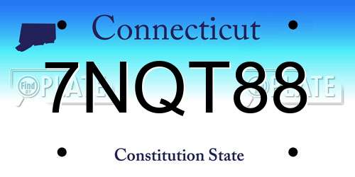 7NQT88 Connecticut License Plate