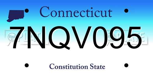 7NQV095 Connecticut License Plate