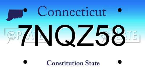 7NQZ58 Connecticut License Plate