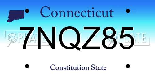 7NQZ85 Connecticut License Plate