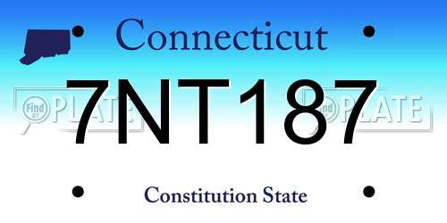 7NT187 Connecticut License Plate