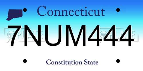 7NUM444 Connecticut License Plate