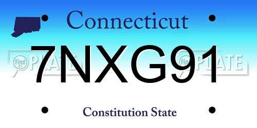 7NXG91 Connecticut License Plate