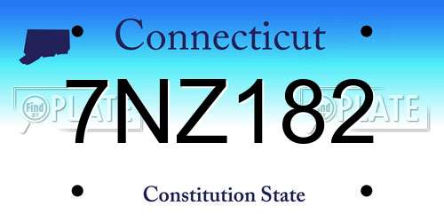 7NZ182 Connecticut License Plate