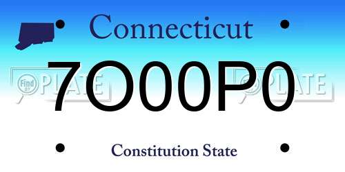 7O00P0 Connecticut License Plate