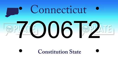 7O06T2 Connecticut License Plate