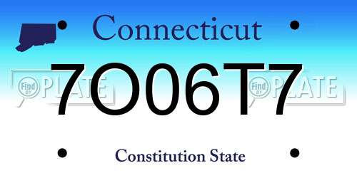 7O06T7 Connecticut License Plate