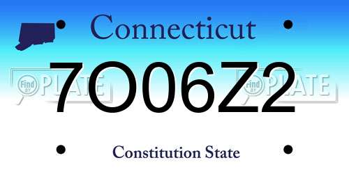 7O06Z2 Connecticut License Plate