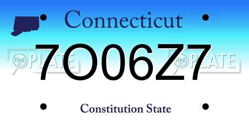 7O06Z7 Connecticut License Plate