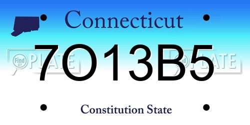 7O13B5 Connecticut License Plate
