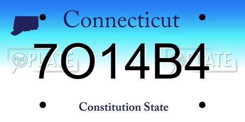 7O14B4 Connecticut License Plate