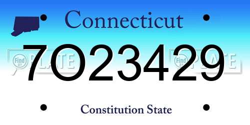 7O23429 Connecticut License Plate