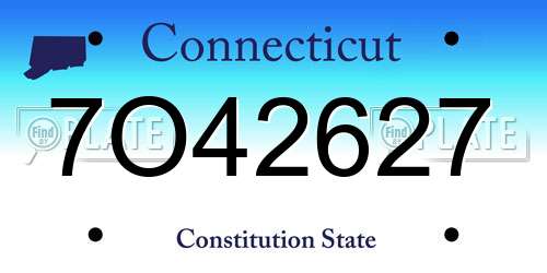 7O42627 Connecticut License Plate
