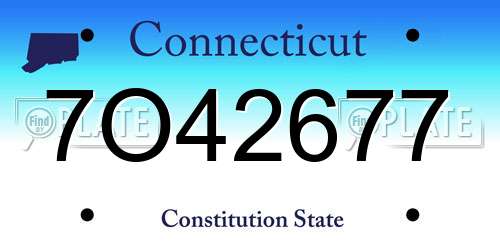 7O42677 Connecticut License Plate