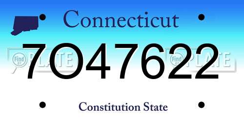 7O47622 Connecticut License Plate