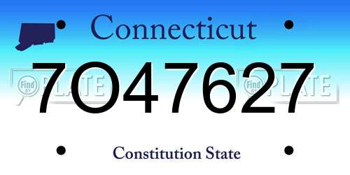 7O47627 Connecticut License Plate