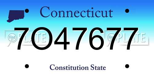 7O47677 Connecticut License Plate
