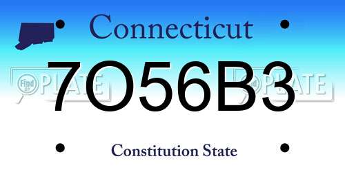 7O56B3 Connecticut License Plate