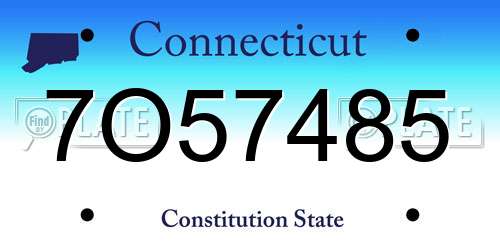 7O57485 Connecticut License Plate