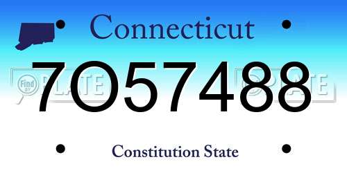 7O57488 Connecticut License Plate