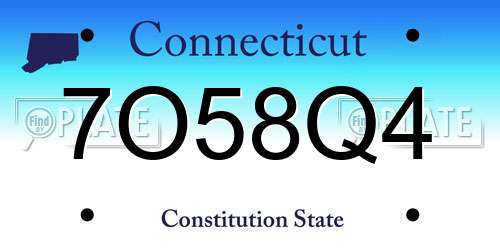 7O58Q4 Connecticut License Plate