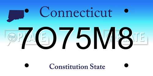 7O75M8 Connecticut License Plate