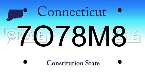 7O78M8 Connecticut License Plate