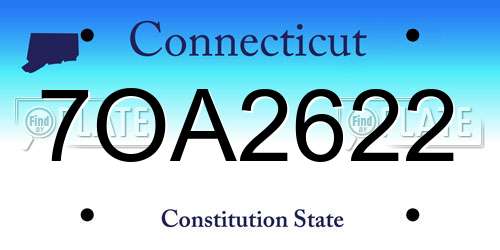 7OA2622 Connecticut License Plate