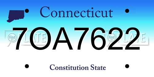 7OA7622 Connecticut License Plate