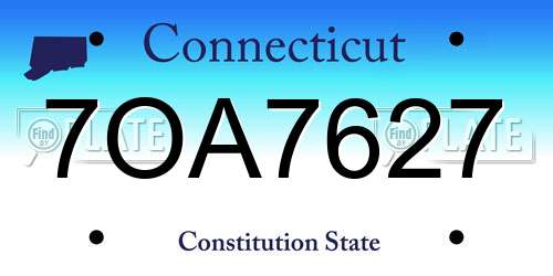 7OA7627 Connecticut License Plate