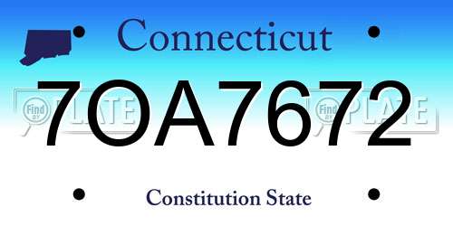 7OA7672 Connecticut License Plate