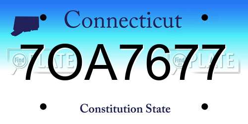 7OA7677 Connecticut License Plate