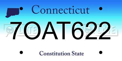 7OAT622 Connecticut License Plate