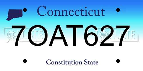 7OAT627 Connecticut License Plate