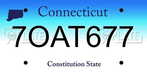 7OAT677 Connecticut License Plate