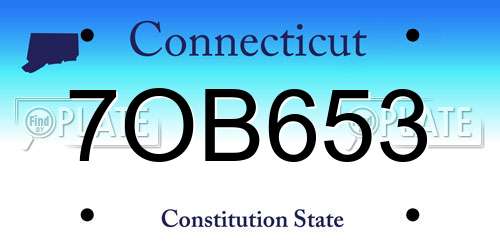 7OB653 Connecticut License Plate
