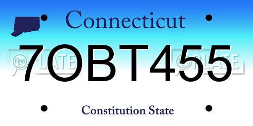 7OBT455 Connecticut License Plate